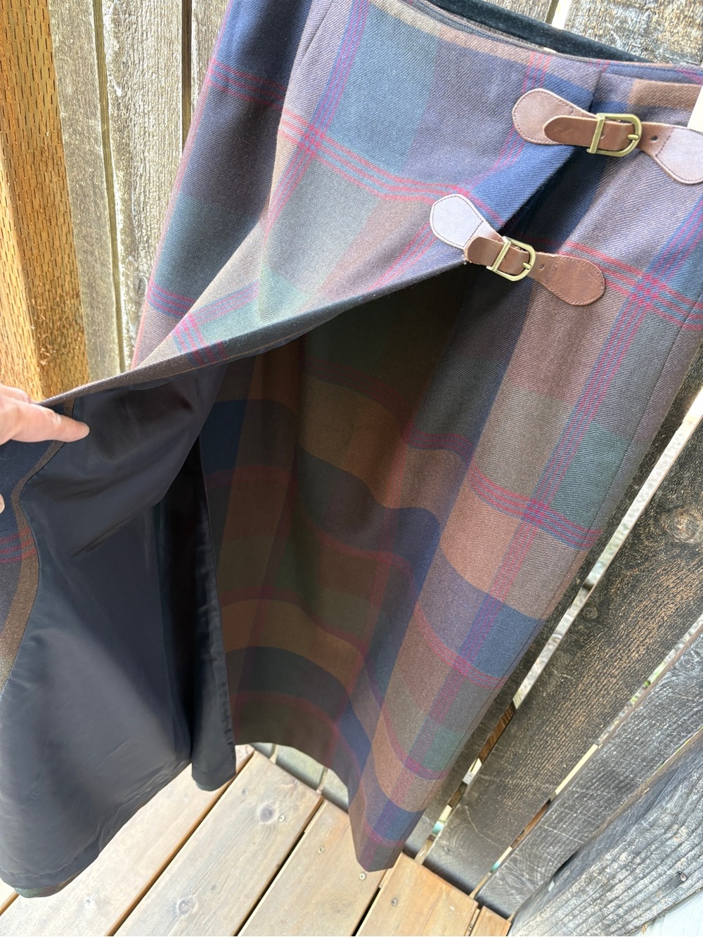 Lauren Ralph Lauren 100% Wool Vintage Plaid Wrap Skirt Sz 10 - Picture 5 of 14